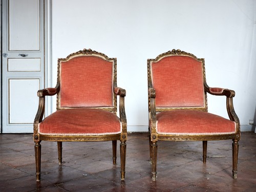 Paire fauteuil louis xvi - louis,