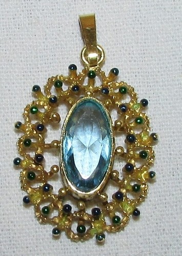 Medaillon ancien pierre bleue - medaillon,