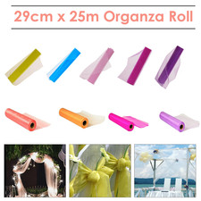 Organza Tissu Rouleau 29cm X 25M Transparent Tulle Mariage Chaise Écharpe Table
