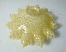 Abat-jour ancien en opaline suspension monte et baisse vintage moucheté clichy