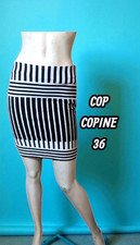 Cop Copine Taille 36  Superbe jupe noire et blanche coton mélangé Vague