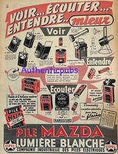 PUBLICITE MAZDA CIPEL PILES LUMIERE BLANCHE TORCHE RADIO DE 1958 AD PUB VINTAGE