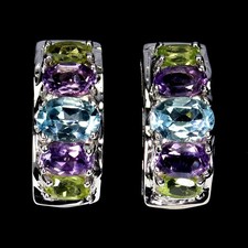 925 Argent Sterling Boucles Ovale Topaze Bleu Ciel 7x5mm Gemme Péridot Bijoux