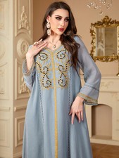 Robe Longue Musulmane Élégante Femme Kaftan Modest Dubaï Abaya Caftan Islamique