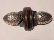 Bijou Vintage Grande Broche Argent Et Bois Circa 50 #AJ0# A150