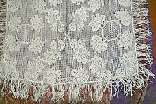 GRAND NAPPERON ANCIEN FAIT MAIN RECTANGULAIRE ECRU AU CROCHET 112 x 88 cm