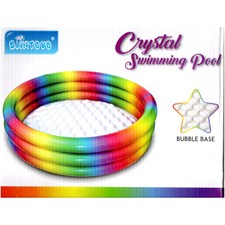 Piscine Gonflable Arc-En-Ciel Enfants Ronde Base À Bulles 3 Anneaux Mer 3551