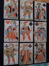 Jeu ANCIEN 9 cartes portrait de Lyon parfait état sauf un coin dame de trèfle