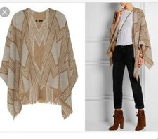 MAJE PONCHO CAPE AMPLE LAINE MÉLANGÉE TAILLE UNIQUE 