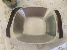 Ancien Plat De Service Creux Bois Et Inox Déco Vintage Années 50