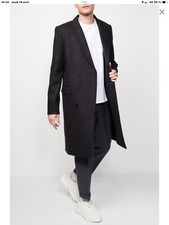 manteau Long homme Trend Neuf Noir The Kooples 75% Laine Avec Étiquette Taille L