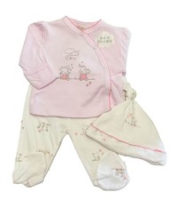 ensemble 3 pièces veste,pantalon et bonnet rose motifs souris bébé 0 à 6 mois