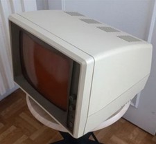 Écran CRT monochrome ambre vintage – Philips pour Apple II / PC rétro