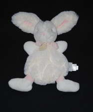 DOUDOU ET COMPAGNIE lapin plat blanc fourrure écharpe rose bonbon DC2122 NEUF