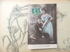 Carte Postale ancienne fantaisie 1er Avril - Couple aux Poissons épuisette