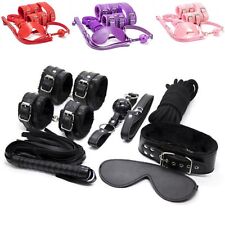 Kit BDSM Bondage Baillon Collier Laisse Menottes Fouet Cuir Femme Homme Couple