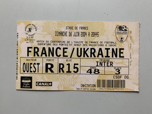 Ticket match centenaire - ticket, equipe