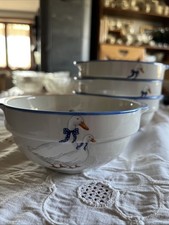 Lot De 4 Bols Motif Oies En Faïence Anne  Ehret Alsace Ranrupt. 