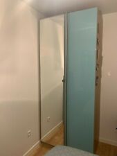 Armoire PAX 2 portes miroir et vert bleu laqué.