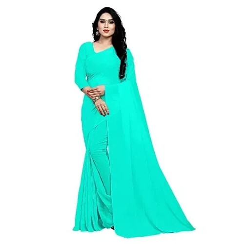 Sari georgette uni pour - georgette,