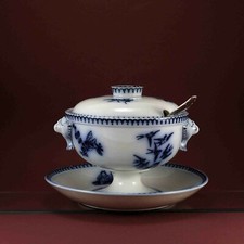 LONGWY  Faïence fine RARE grand sucrier ou confiturier 1882 décor Japonais