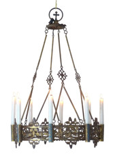 Antique French Sanctuary Church Crown Chandelier Ceiling Religious 19TH Gothic