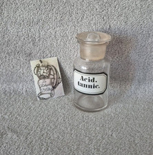 Ancien petit flacon en verre à pharmacie apothicaire Acid. tannic