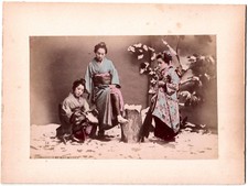 Japon.Japan.2 Photos Albuminées aquarellées 9x14cm.1.Trouble i snow.2.Nikko Park