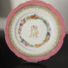 Assiette Porcelaine Peinte Armoiries Chevalier Monogramme MP XIXè N°4
