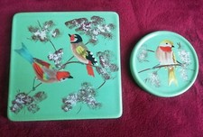 Dessous Plat & Dessous Bouteille Faïence Émaillée Longwy Gazouillis  Années 20