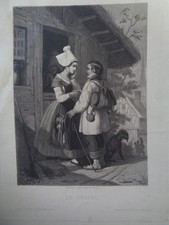 Gravure ancienne LE DEPART