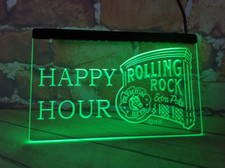 Panneau lumineux néon LED Rolling Rock Happy Hour pour bar à bière club pub h...