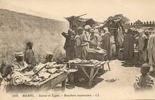 CARTE POSTALE AFRIQUE MAROC SCENES ET TYPES BOUCHERS MAROCAINS