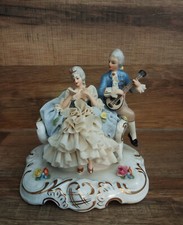 3413* dresden scène galante porcelaine figurine polychrome germany