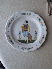 Rare Assiette Ancienne Faience Quimper Hb 19 E