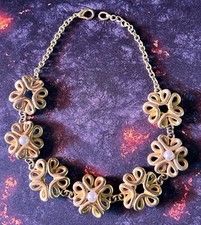 JOLI COLLIER VINTAGE RAS DE COU DORE PERLES BLANCHES TBE 