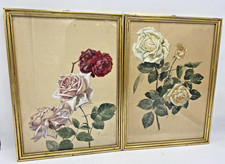 Antique pair of french watercolor paintings signed and dated from 1905