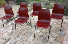 Série de 6 Chaises Bois thermoformé (Pagwood)  Vintage Pagholz empilables "5118"