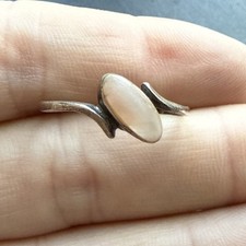 Ancienne Bague En Argent Massif 925 Jonc Alliance Anneaux Créateur nacre