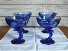 4 coupes vintage à dessert /glace en verre- verrerie d’art LA ROCHERE  (Lot 1)