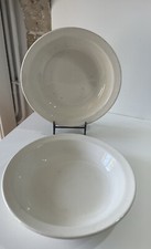 2 PLATS RONDS CREUX DE SERVICE DIGOIN SARREGUEMINES BLANC IVOIRE COLLECTION DECO