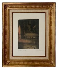 ANDRE LAMBERT (1884-1967) SUPERBE EAU-FORTE AQUATINTE REHAUSSEE AQUARELLE (1)