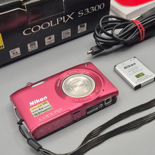 Nikon Coolpix S3300 16MP 6x Digital Compact Camera Pink, Charger SD Case Great!