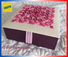 Boite à Bijoux Cartonnée - Création Unique, Broderie Fil de Soie et Perles