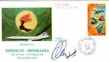 7041 + FDC CONCORDE PREMIER VOL  DJIBOUTI   MONTBASSA  + SIGNATURE  CPT  CHEMEL
