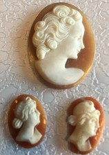 Camée Ancienne Bijou Ancien ,  Lot De 3  Pour Broche Ou Pendentif Petits Camées