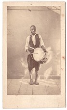 Musicien africain avec son tambour Photo CDV Alger Algérie circa 1865