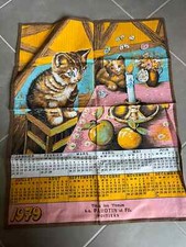 TORCHON CALENDRIER ANCIEN