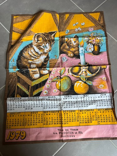 Torchon calendrier ancien - torchon,