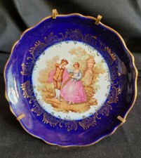 Assiette Decorative Fragonard  Bleu COBALT - Veritable Porcelaine D'Art Limoge